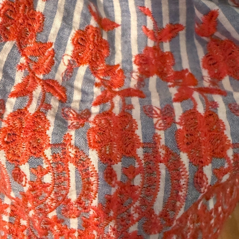 Fever Blue Striped Blouse with Orange Embroidery - Picture 5 of 5
